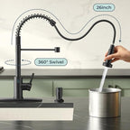 Touch-Less Kitchen Faucet, 3 Modes Pull Down Sprayer, LED Temperature Control,Motion Sensor Activated,Ceramic Valve,360-Degree Rotation,1 or 3 Hole Deck Plate. 10-Year Warranty. (KW-79RR, Black)
