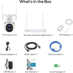 Kittyhok PTZ Wireless Security Camera System | 4pcs Dual Lens 2K Security Camera Wireless Outdoor with 10X Zoom, WiFi6 2.4G/5G, Auto Tracking, Human Detection, Spotlight | 10CH NVR with 500GB HDD