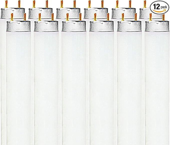 LUXRITE F17T8/841 17W 24 Inch T8 Fluorescent Tube Light Bulb, 4100K Cool White, 1350 Lumens, G13 Medium Bi-Pin Base, LR20752, 12-Pack