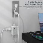 Short Power Strip 9 inch, TESSAN Flat Plug Small Extension Cord with 3 Outlet Extender 3 USB (1 USB-C) Ports, Desk Power Strip for Cruise Travel Office School Dorm Room Essentials