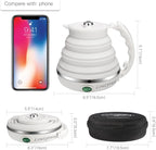 Ultrathin Upgraded Food Grade Silicone Travel Foldable Electric Kettle Boil Dry Protection Portable with Dual Voltage and Separable Power Cord,555ML 110-220V US Plug
