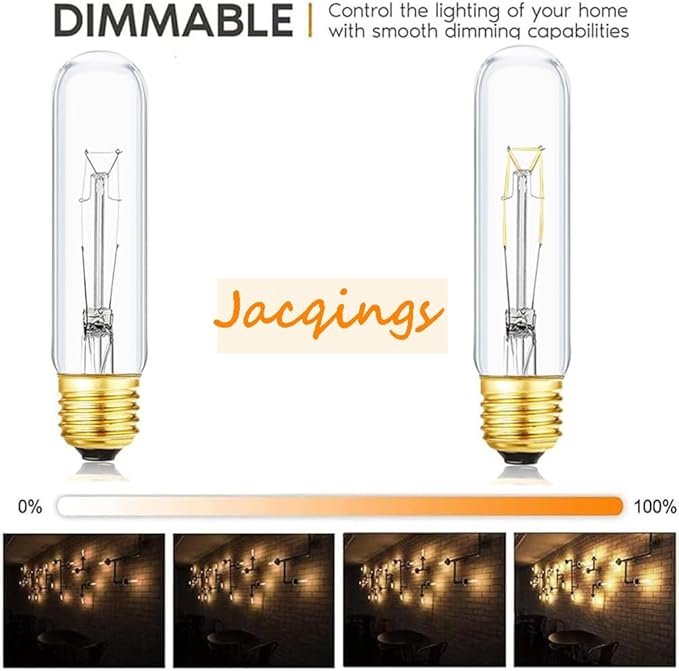 40 Watt T10 Clear Tubular Incandescent Light Bulb, Vintage Style Showcase Bulb,Showcase lamp, 2700K Soft White, E26 Medium Base, 280 Lumens (T-T10-25)