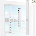 (Short) 2 Pcs Adjustable Window Lock Bar, Window AC Security Bars for Child Safety, Window Stoppers for Small Vertical Sliding Windows/Dog Door, only Extends from 9.8-16.7 in -Steel