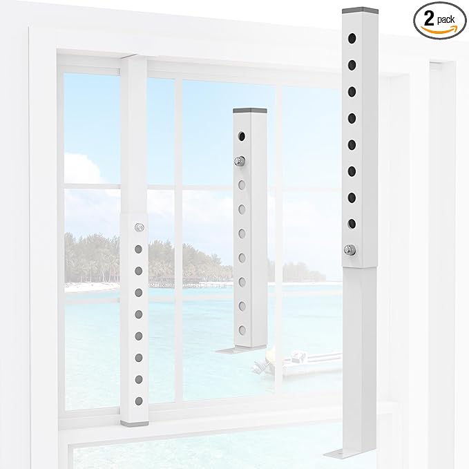 (Short) 2 Pcs Adjustable Window Lock Bar, Window AC Security Bars for Child Safety, Window Stoppers for Small Vertical Sliding Windows/Dog Door, only Extends from 9.8-16.7 in -Steel