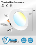 Sunco 8 Pack 4 Inch LED Flat Recessed Light, Retrofit Ceiling Can Lighting, 800 LM, Selectable CCT 2700K/3000K/4000K/5000K, Dimmable, 10W=60W, 50,000 Lifetime Hours UL