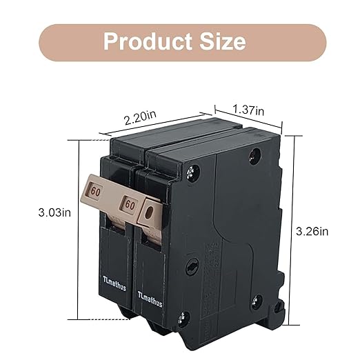 2 Pole 60 Amp Circuit Breaker Plug on Mount Standard Miniature Circuit Breaker Thermal Magnetic Protection