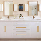 10 Pack 10 Inch(254mm) Hole Center Modern Brushed Gold Cabinet Pull Handle Timeless Vanity Drawer Pull Handle Classic Cabinet Hardware for Kitchen Dresser Bathroom, Screws Included, B-Gold(10x10)