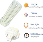 6pack PLT 32W Triple Tube Fluorescent Light Bulb, 5000K Bright White Daylight 4-Pin GX24-3 Type Base，High Transparency CRI 86