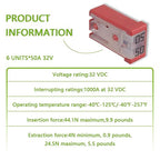 50A 32V Mini Slotted Automotive MCASE Shaped Cartridge Fuse Kit(Pack of 6pcs,50A)