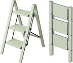 Taranta 3 Step Ladder,Aluminum Lightweight Folding 3 Step Stool with Anti-Slip Wide Pedal,330lbs Capacity Step Ladder for Household,Kitchen,Office - Fairyland Green