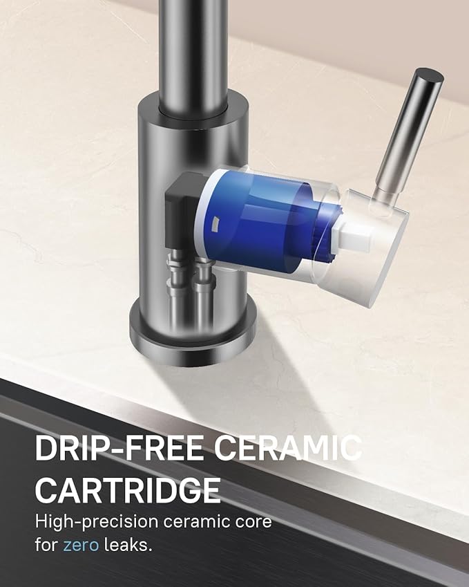 WEWE Kitchen Faucets with Pull Down Sprayer, Stainless Steel Single Handle 1 Hole for Family Kitchen Commercial Camper Laundry Rv Bar, Matte Gray