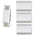 AIDA 20 Pack 3 Way Switch Decora Switch White, Electric Switches,Light Switch15Amp, 120/277 Volt, 3 Way Rocker Switch, Wall Replacement, Self-Grounding, Residential Grade, UL Listed