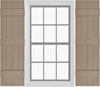 Board & Batten Vinyl Shutters (1 Pair) | 14.5"x67" (4-Board) - Coastal Sand Dune | Exterior Window Shutters | Includes Mounting Hardware | Simple Installation | Made in USA