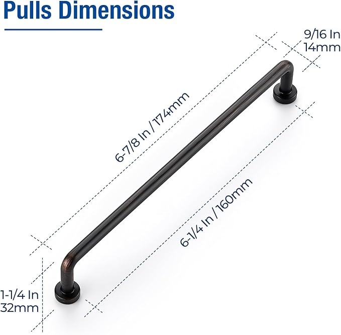 JOY DECOR Cabinet Pulls – 6-1/4 Inch Hole Center, Oil Rubbed Bronze, 20 Pack, Zinc Alloy Cabinet Handles for Drawers & Cupboard – Vintage Style Hardware for Kitchen, Bathroom, Dresser