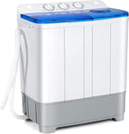 COSTWAY Portable Washing Machine, Twin Tub 22Lbs Capacity, Compact Washer(13.2Lbs) and Spinner(8.8Lbs) with Control Knobs, Built-in Drain Pump, Semi-Automatic Laundry washer for Apartment, RV (Blue)