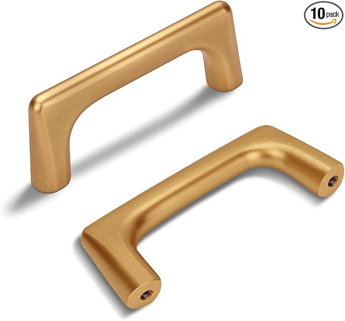10 Pack 3 Inch(76mm) Hole Center Modern Brushed Champagne Bronze Cabinet Pull Handle Timeless Vanity Drawer Pull Handle Classic Cabinet Hardware for Kitchen Bathroom, Champagne(3x10)
