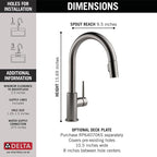 Delta Trinsic Black Stainless Kitchen Faucet with Pull Down Sprayer, Modern Single Hole Kitchen Sink Faucet, Single Handle, Black Stainless 9159-KS-DST