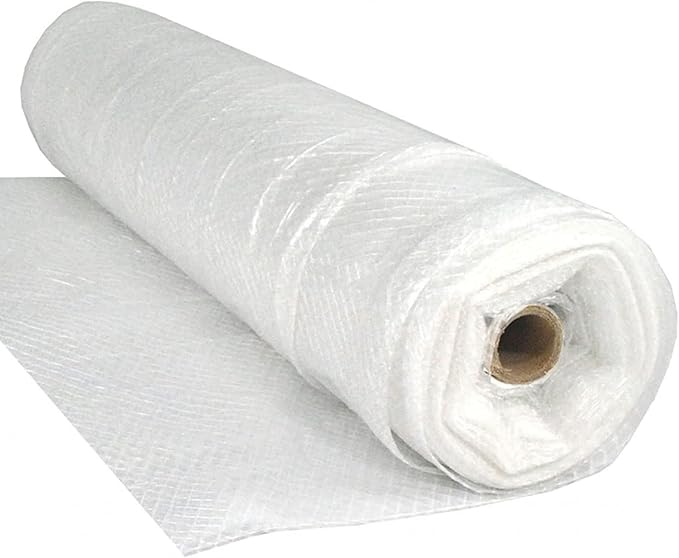 Farm Plastic Supply - Dura Skrim String Reinforced Clear Plastic Sheeting - 6 Mil - (12' x 100') - Reinforced Poly Film Tear Resistant, Weatherproof, Vapor Barrier Polyethylene Roll for Construction