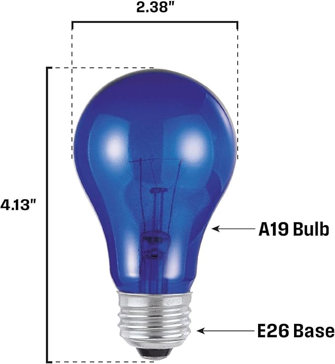 Westinghouse Lighting 0344520 25 Watt A19 Transparent Blue Color Light Bulb, Incandescent Party Bulb, Medium Base, 6 Pack