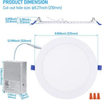 TORCHSTAR 8 Inch Ultra-Thin LED Recessed Ceiling Light with Junction Box, CRI90, 5000K Daylight, 18W High Brightness Dimmable Slim Canless Wafer Downlight, ETL & ES & FCC, Pack of 6