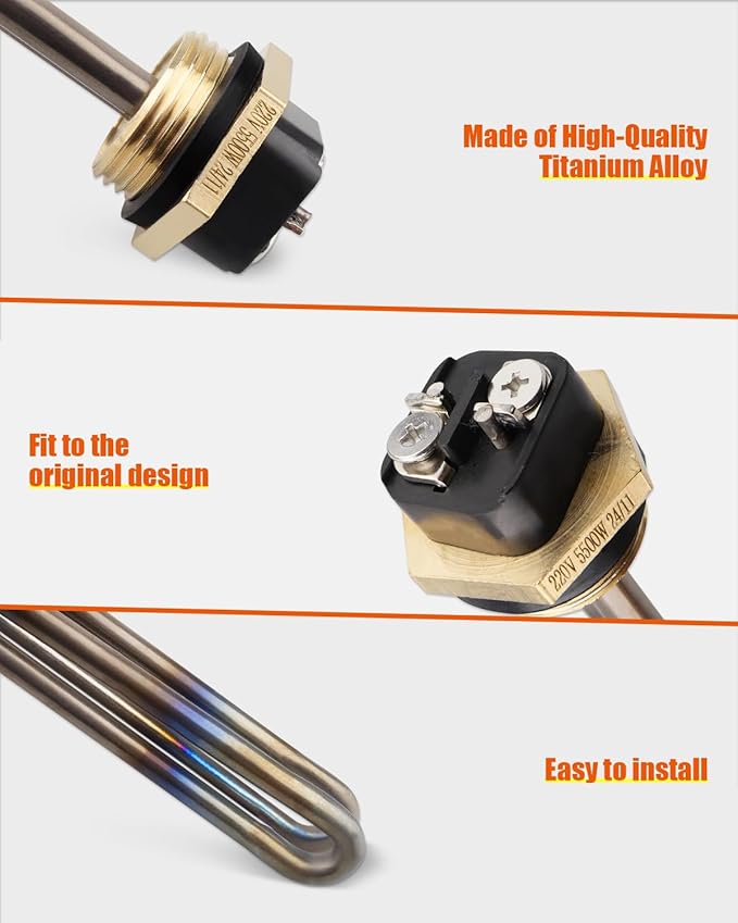 Water Heater Element Replacement Fit for Eco Eemax Rheem, Replace HE 55220, 5500W Titanium Water Heater Element with Rubber Gasket