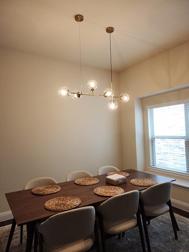 G16.5 E12 Globe Bulbs 6W Dimmable Candelabra Light Bulb 60 watt E12 Round 2700K Warm White Globe Bulb for Chandeliers,Ceiling Fan,Pendant,Wall sconces,AC120V,Clear Glass,600LM,6Pack