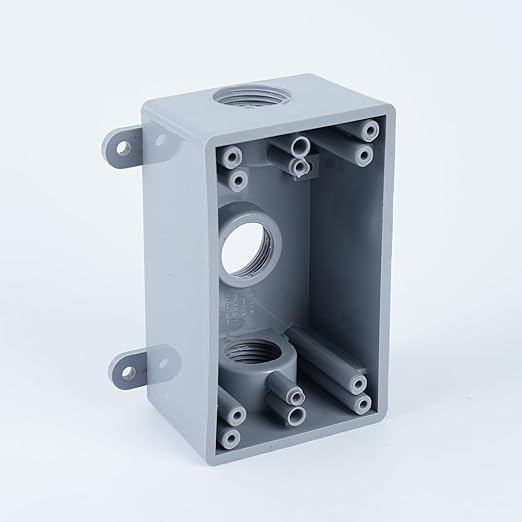 1/2-Inch or 3/4-Inch Weatherproof Electrical Junction Box with Adapters, Gray, Indoor/Outdoor Installation (Single-Gang 4PACK)