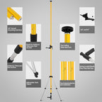 Laser Level Pole with Tripod, Telescoping Laser Level Tripod, 12 Ft./3.7M with 1/4-Inch by 20-Inch Laser Mount for Rotary and Line Laser Level, 5/8"-11 Adapter Nut Included