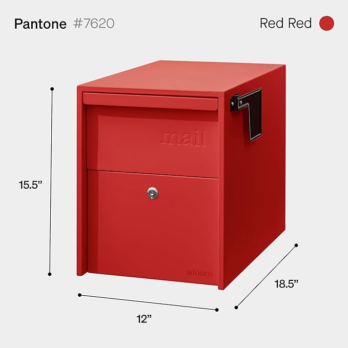 Lockable Post Mount Mailbox | Large Size (RED), Anti-Theft Locking Mailbox, 15.5" H x 12" W x 18.5" D, Weatherproof Mailboxes for Outside The House