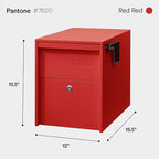 Lockable Post Mount Mailbox | Large Size (RED), Anti-Theft Locking Mailbox, 15.5" H x 12" W x 18.5" D, Weatherproof Mailboxes for Outside The House