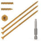 Wood Screws #10 x 5’’, T25 Star Torx Drive Flat Head Deck Screws, Tan, 42Pcs (1lb)