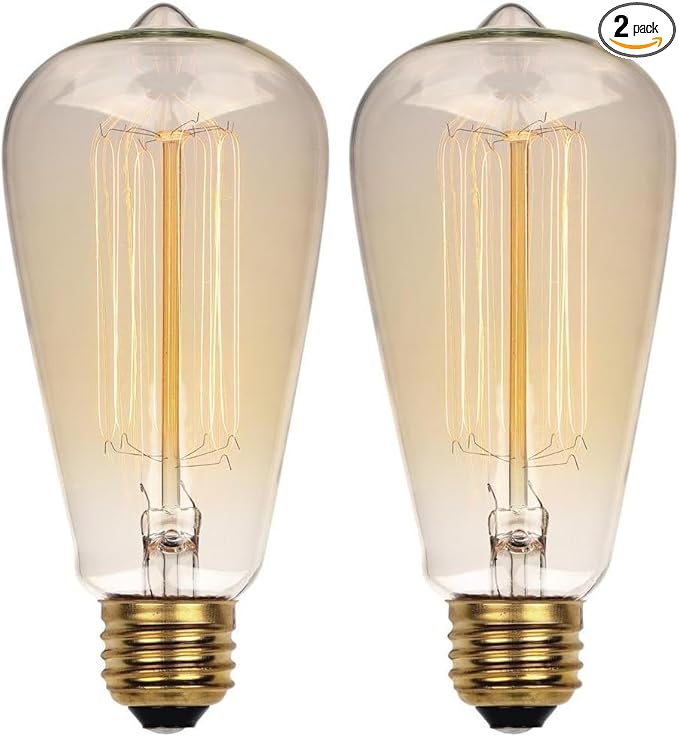 Westinghouse 0413200 60 Watt ST20 Amber Timeless Vintage Inspired Bulb with Medium Base (Pack of 2)