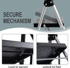 4-Step Ladders Folding Step Stool with Anti Slip Pedal and Handgrip Portable Sturdy Ladder for Home & Office 330 Lbs Silver Grey