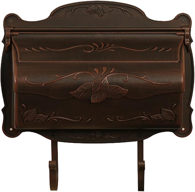 Special Lite Floral Horizontal Wall Mount Mailbox - Copper Aluminum Mailbox for Wall Mount - SHF-1001-CP