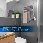 Towel Rack Wall Mounted JSVER Bathroom Towel Rack, Space Saving Towel Holder, Swivel SUS304 Stainless Steel Towel Bar, 180° Rotation 6 Arms Towel Racks for Bathroom