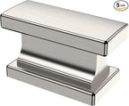 Alzassbg 5 Pack Brushed Satin Nickel Cabinet Knobs, 1.46 Inch(37mm) Rectangle Kitchen Hardware Knobs for Cabinets and Drawers AL6061SN