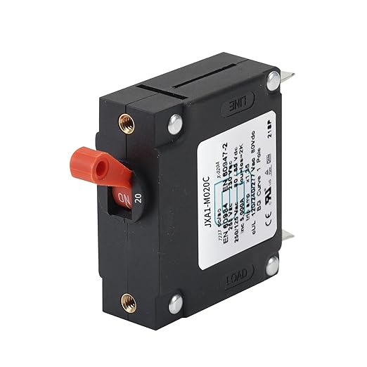 GLOSO J Type Toggle Hydraulic Magnetic Single Pole Circuit Breaker AC/DC Manual Reset Switch Yachts Campers Caravans Red Toggle, 20A, J1P
