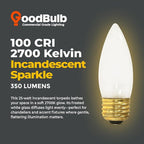 GoodBulb 25-Watt Incandescent Torpedo Light Bulbs B10 Frosted Finish Medium E26 Base 2700K Warm White Color Dimmable 175 Lumens Pack of 12 Bulbs