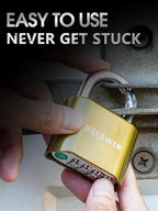 DELSWIN 4-Digit Combination Lock Outdoor Padlock - Heavy Duty Locker Lock with Hardened Steel Shackle, Waterproof Combo Lock for Gym Locker, Hasp Storage, Shed, Fence, Gate (Brass,1Pcs)