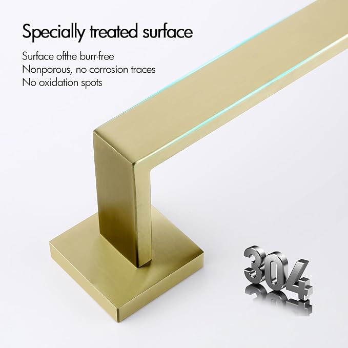 BAGNOLUX Bathroom Hardware Set 4 Pieces, Bath Towel Holder Set SUS304 Stainless Steel, Towel Bar Rack Set for Wall Mounted, Gold Bathroom Accessories Set Heavy Duty, Brushed Light Yellow Gold