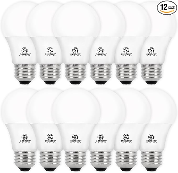 E ENERGETIC LIGHTING Dimmable LED Light Bulbs, 60W Equivalent, Soft White 2700K, 8W 800 Lumens LED Bulbs, E26 Base Standard Light Bulbs, ETL Listed, 12 Packs