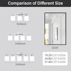4 Light Bathroom Light Fixtures, Brushed Nickel Vanity Lights for Bathroom with Milky White Frosted Glass Shade, Wall Lights for Mirror Bedroom Living Room E26 Base