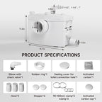 800W Macerator Pump, Up to 36 ft, High Efficiency Sewerage Pump with 2 Outlets/4 Inlets for Macerating Toilet,Sink, Shower, Basement, High Power Copper Motor