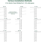 Closet System, 17" Wide Organizer with 3 Hanging Rods, Wood Tower Storage for Walk-In Closets, Wall-Mounted Wardrobe Organizer Kit, White