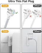 Short Extension Cord 1 Ft- 6 USB(3 USB C) Travel Power Strip with 24W USB Charging Station and 3 Outlets, 1Ft Small Flat Plug Extension Cord Surge Protector for Travel Home College Dorm 1625W