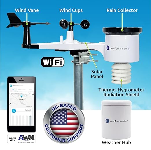 Ambient Weather WS-1553-IP Smart Wireless Weather Station with Remote Monitoring and Alerts