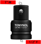 Impact Socket Adapter 1/2" F to 1" M,Cr-Mo Steel, Enhances Impact Driver Conversions, For Auto and Construction Use.