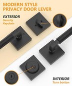 Asidrama Premium Black Zinc-Alloy Front Door Lock Set: Double Cylinder Deadbolt, Heavy Duty Security Handleset for Left/Right Exterior Doors, Universal Entry Locks (2 Pack)