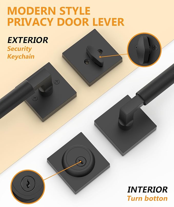 Asidrama Premium Black Zinc-Alloy Front Door Lock Set: Double Cylinder Deadbolt, Heavy Duty Security Handleset for Left/Right Exterior Doors, Universal Entry Locks (2 Pack)