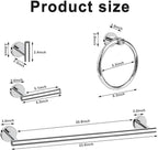 Cilee 8 Piece Polished Chrome Bathroom Hardware Set, 24inch Bathroom Towel bar+Towel Ring+Toilet Paper Holder+ Robe Towel Hook, SUS304 Stainless Steel Bathroom Accessory Set